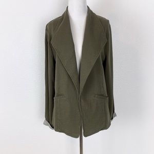 Matty M Casual Knit Roll Sleeve Blazer Olive Green